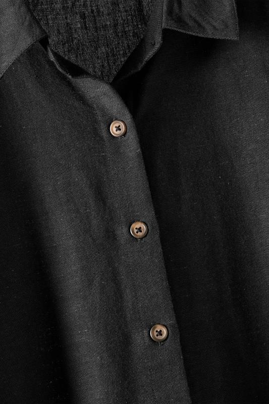 EVANS Plus Size Black Linen Shirt  | Yours Clothing 8