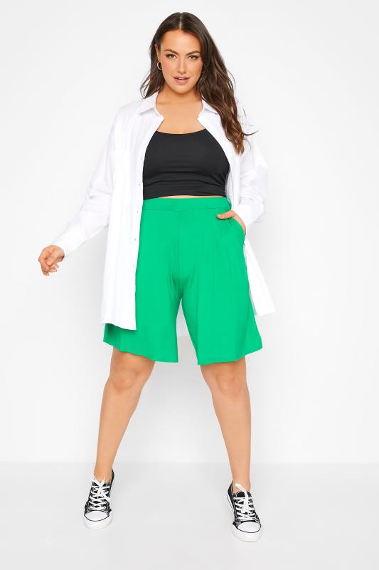 Curve Bright Green Pull On Jersey Shorts 2