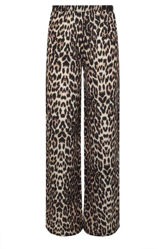 LTS Tall Beige Brown Leopard Print Wide Leg Trousers | Long Tall Sally 6