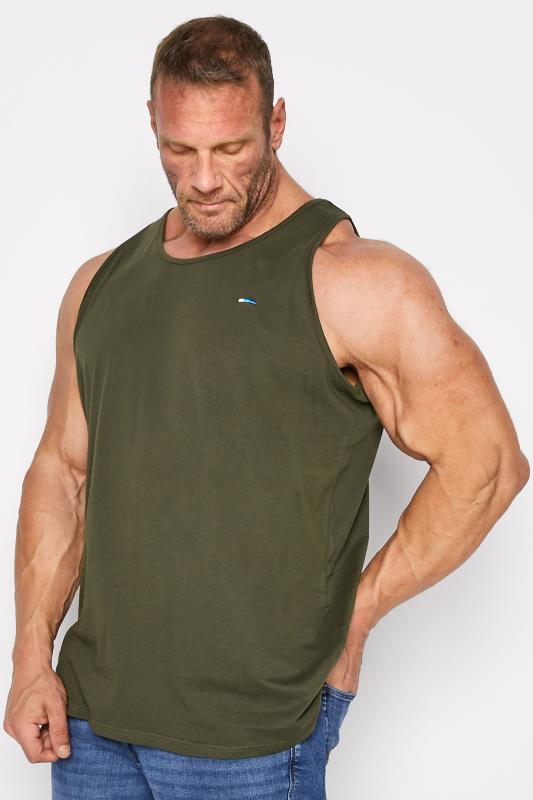 Men's Vests BadRhino Big & Tall Khaki Green Plain Vest Top