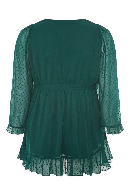 YOURS LONDON Curve Forest Green Dobby Wrap Blouse 6