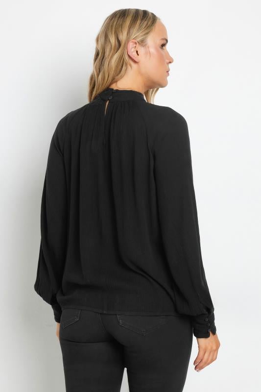 LTS Tall Black High Neck Crinkle Top | Long Tall Sally 3