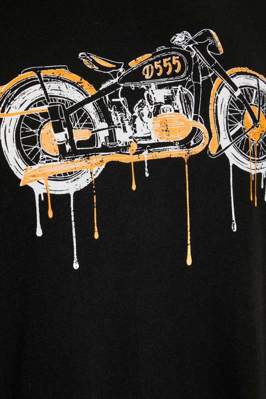 D555 Big & Tall Black Motorbike Drip Printed T-Shirt | BadRhino 4