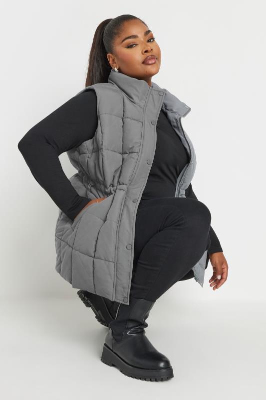 Plus Size  YOURS Curve Grey Quilted Lightweight Gilet