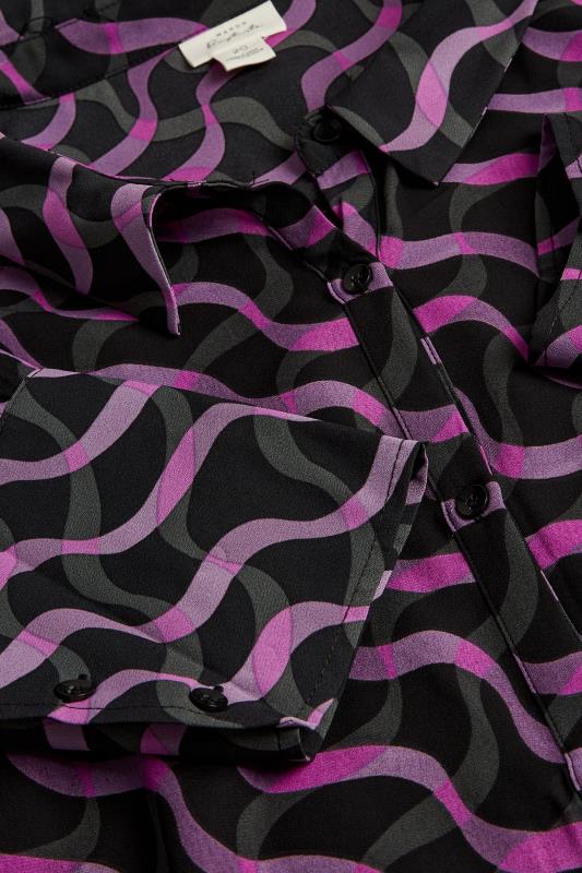 Evans Black & Purple Swirl Print Shirt Dress 6