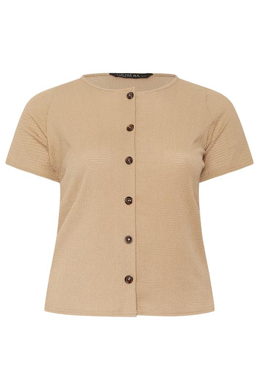 LIMITED COLLECTION Plus Size Beige Crinkle Short Sleeve Top | Yours Clothing 6