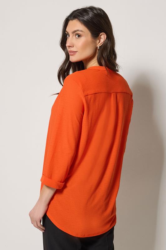 M&Co Orange Textured Half Placket Shirt | M&Co 4