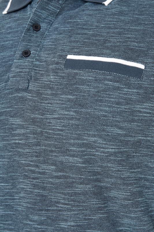 BadRhino Big & Tall Blue Marl Tipped Polo Shirt 4