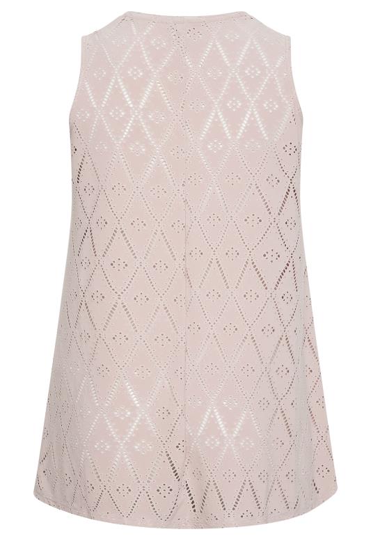 YOURS Plus Size Pink Pointelle Vest Top | Yours Clothing 6