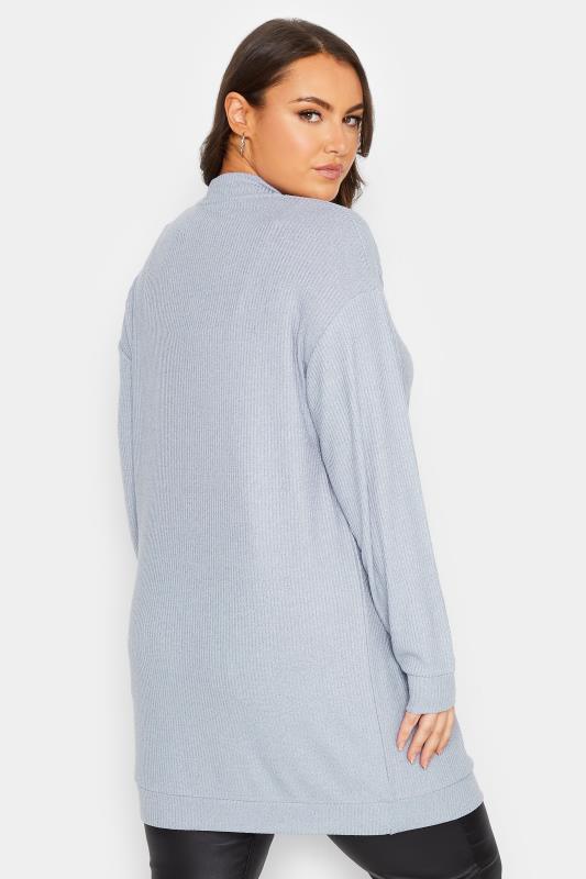 YOURS Plus Size Blue Seam Detail  Ribbed Jumper | Yours Clothing 3