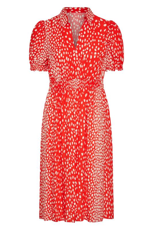 YOURS LONDON Curve Red Dalmatian Print Shirred Waist Dress 6