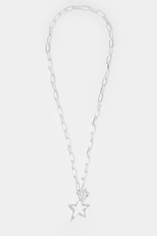 Silver Long Chain Star Necklace | Yours Clothing  2