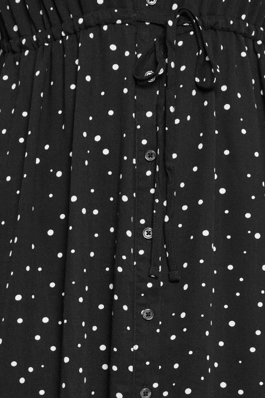 YOURS Plus Size Black Spot Print Long Sleeve Midaxi Shirt Dress | Yours Clothing 6