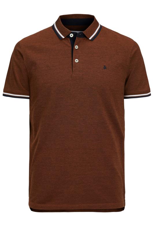 JACK & JONES Big & Tall Mocha Brown 'Paulo' Cotton Polo Shirt | BadRhino 2