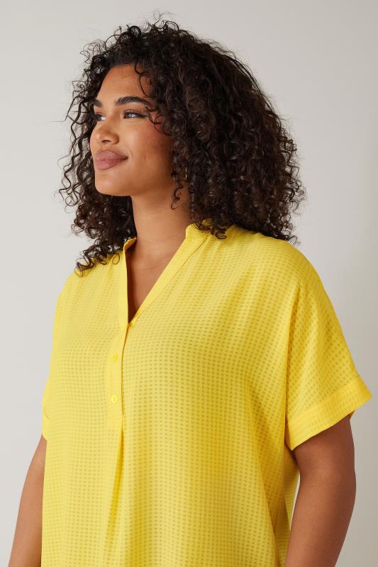 EVANS Plus Size Lemon Yellow Woven Check Blouse | Evans 4