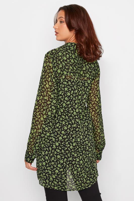 Tall Women's LTS Black & Green Floral Print Longline Shirt | Long Tall Sally 4
