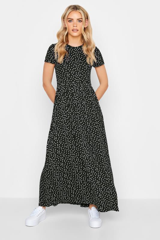 Petite Black Polka Dot Maxi Dress | PixieGirl 1