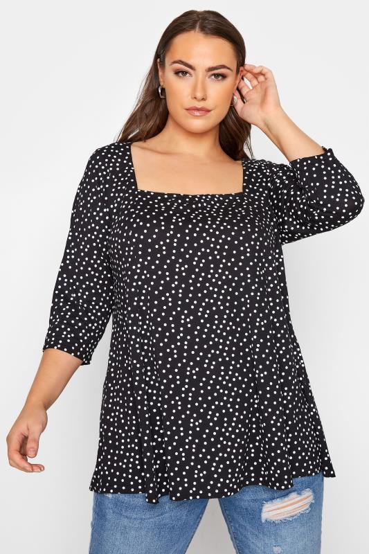 Plus Size  LIMITED COLLECTION Curve Black Polka Dot Top