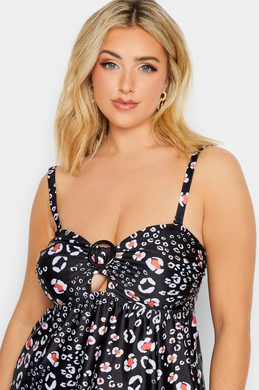YOURS Plus Size Black Animal Print Buckle Tankini Top | Yours Clothing 6