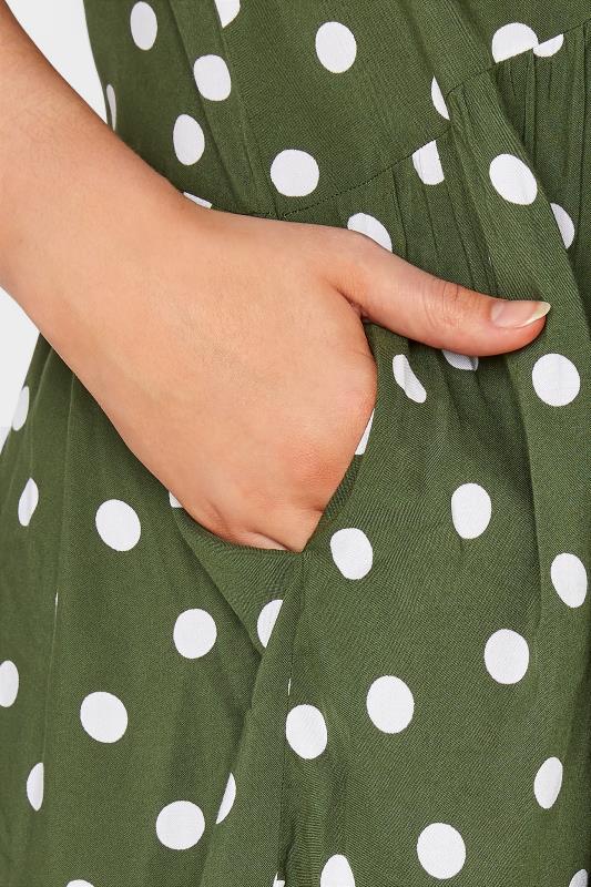 YOURS LONDON Curve Green Polka Dot Button Through Peplum Tunic Top_D.jpg
