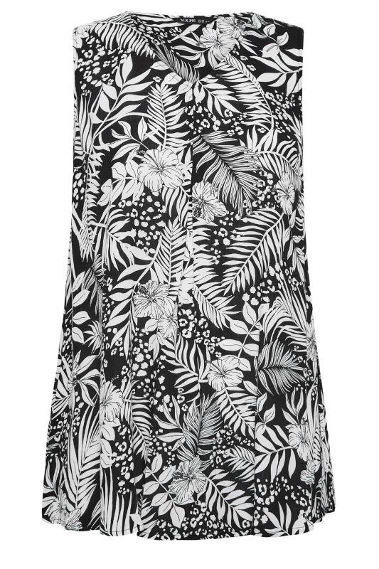 YOURS Plus Size Black Tropical Print Pleat Front Vest Top | Yours Clothing 5