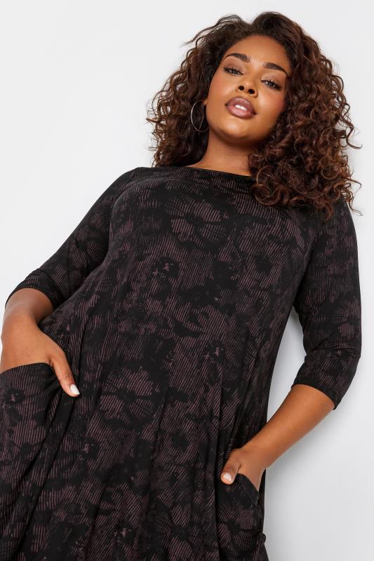 YOURS Plus Size Black Floral Print Pocket Midi Dress | Yours Clothing 4