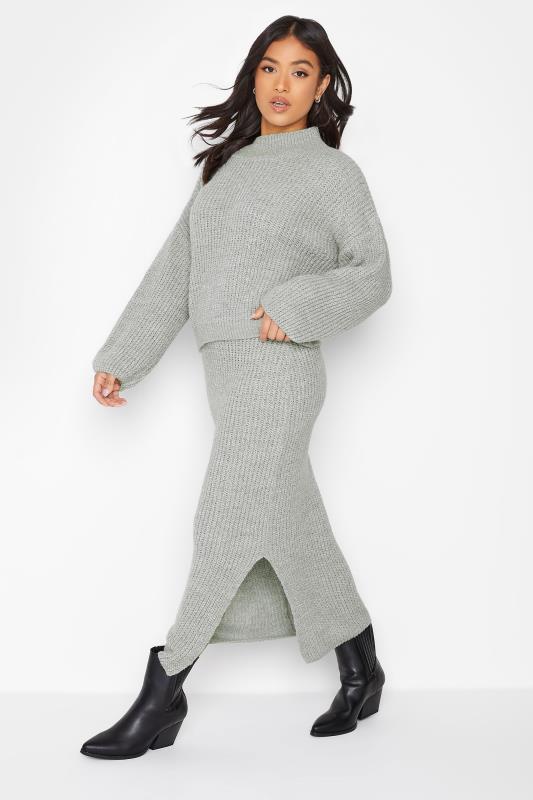 Petite Grey Midi Knitted Skirt | PixieGirl 2