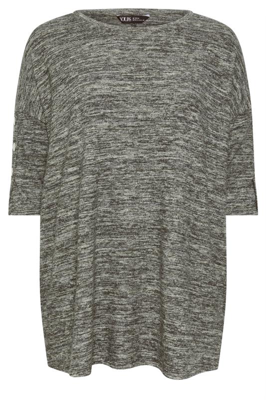 YOURS Plus Size Grey Soft Touch Button Detail Top | Yours Clothing 5