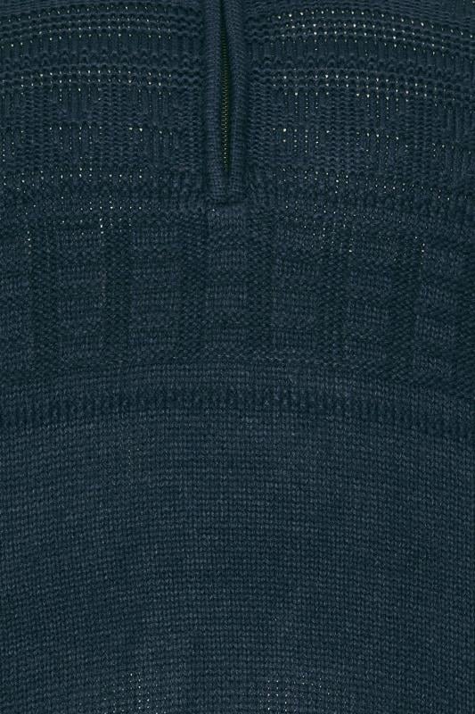 D555 Big & Tall Navy Quarter Zip Knit Jumper | BadRhino 3