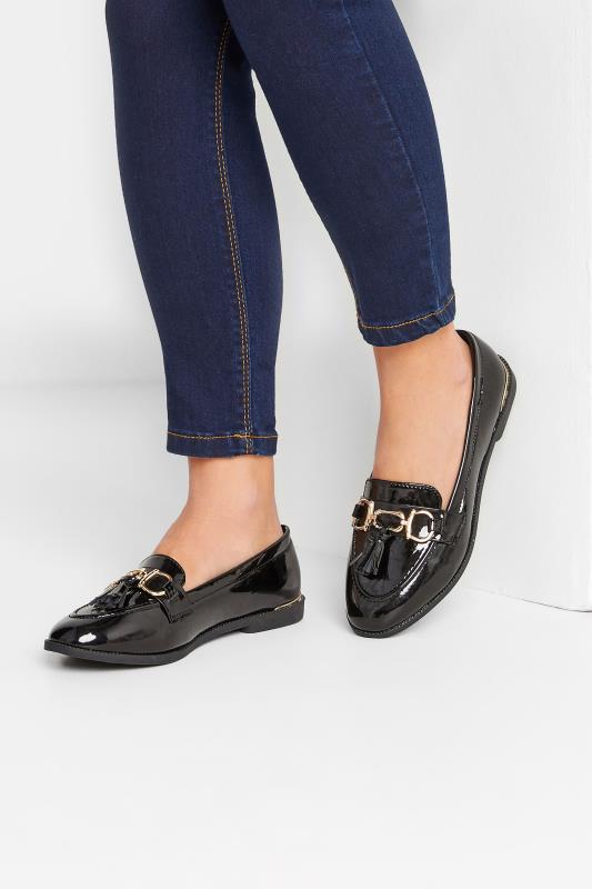  Tallas Grandes PixieGirl Black Patent Loafers In Standard Fit