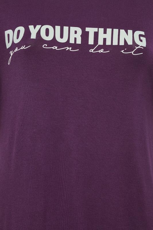 YOURS Plus Size ACTIVE Purple 'Do Your Thing' Slogan Top | Yours Clothing 8