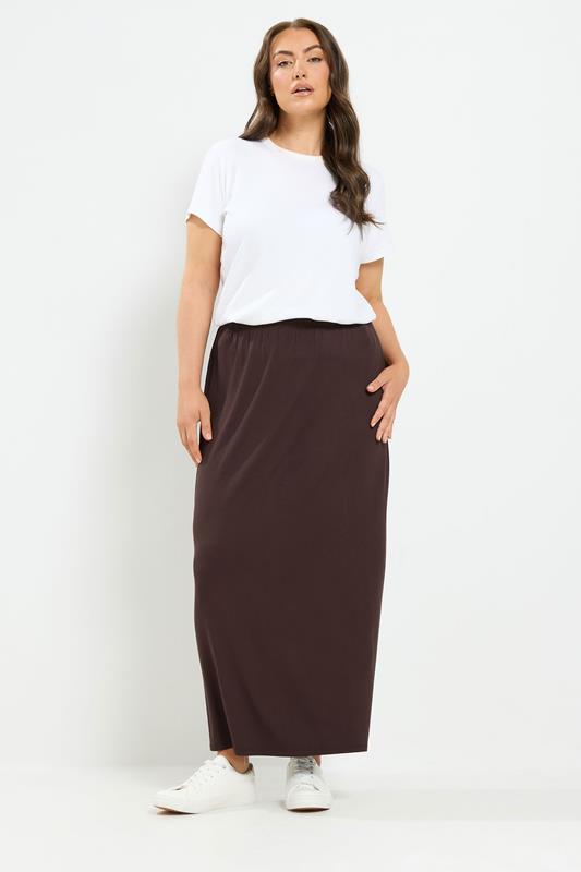 YOURS Plus Size Chocolate Brown Maxi Tube Skirt | Yours Clothing 1