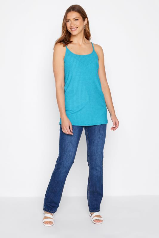 LTS Tall Women's Blue Ribbed Strappy Vest Top | Long Tall Sally 4