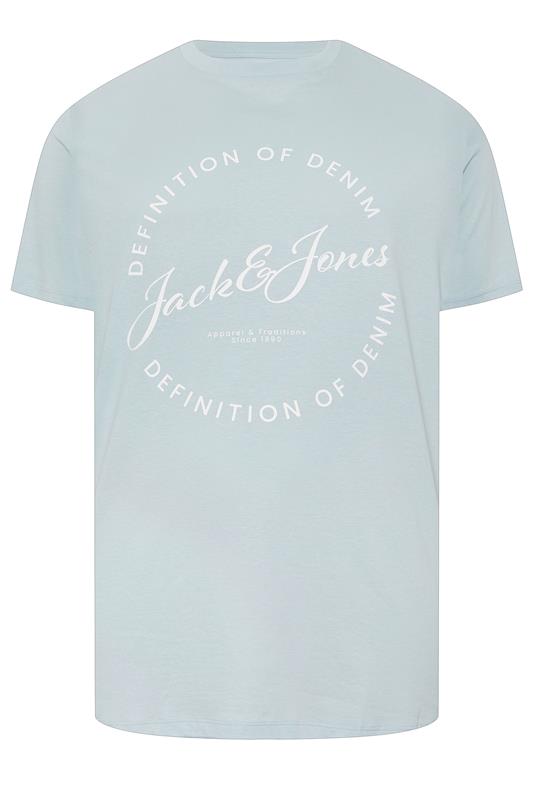 JACK & JONES Big & Tall 5 PACK Blue/Navy Blue/Green/Off-White/Black T-Shirts | BadRhino 9