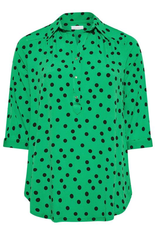 YOURS LONDON Plus Size Green Polka Dot Print Shirt | Yours Clothing 6