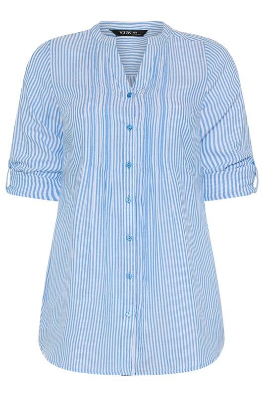 YOURS Plus Size Blue Stripe Pintuck Shirt | Yours Clothing 6