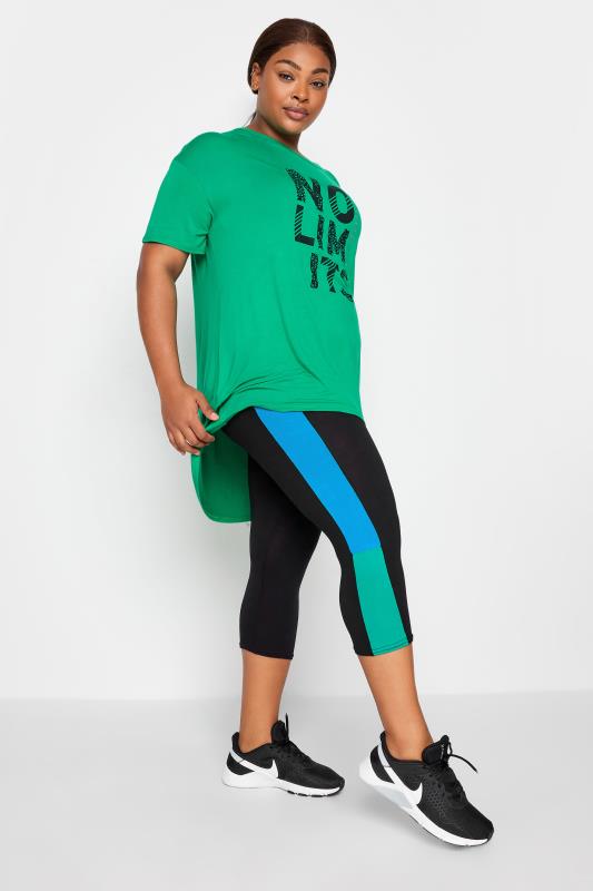YOURS ACTIVE Plus Size Green 'No Limits' Slogan Top | Yours Clothing 5