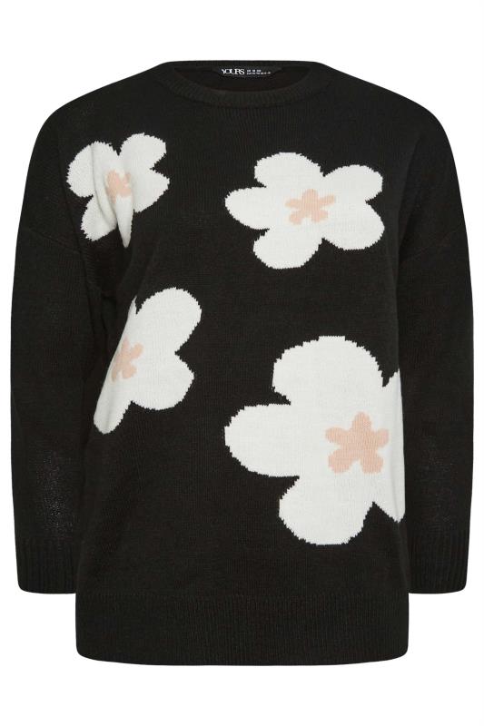 YOURS Curve Black Floral Knit Jumper | Yours Clothing 6