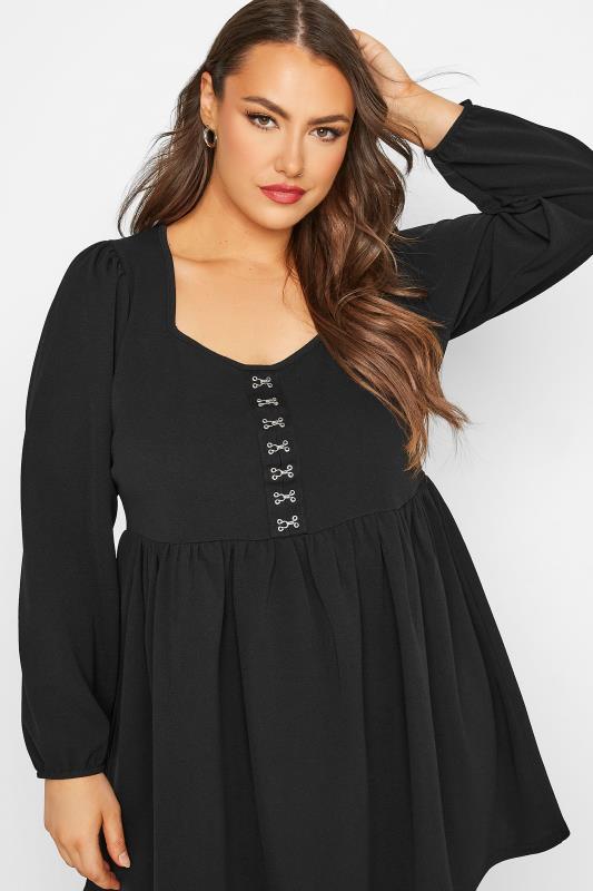 LIMITED COLLECTION Plus Size Black Hook & Eye Peplum Top | Yours Clothing 4