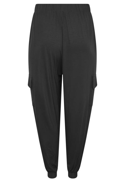 YOURS Curve Plus Size Black Jersey Harem Cargo Trousers | Yours Clothing