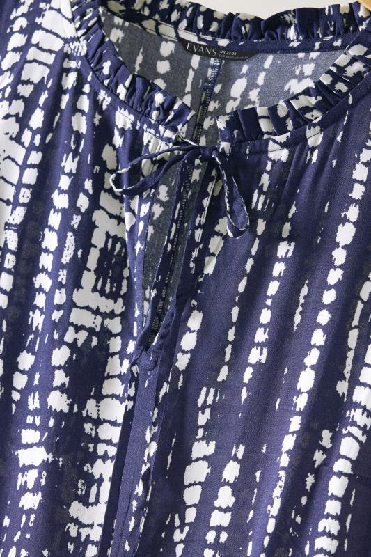 EVANS Plus Size Navy Blue Tie Dye Print Midi Dress | Evans 8