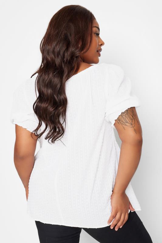 YOURS Plus Size White Dobby Gypsy Top | Yours Clothing 3