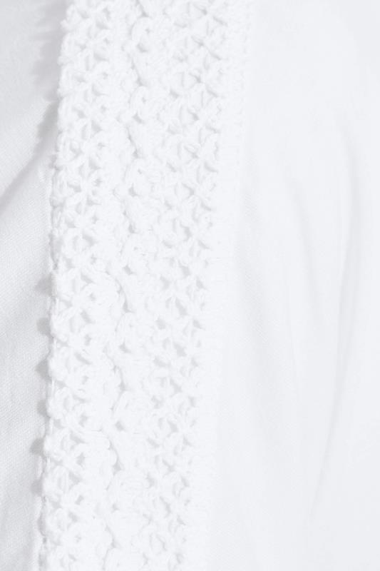 Plus Size White Crochet Shoulder T-Shirt | Yours Clothing 5