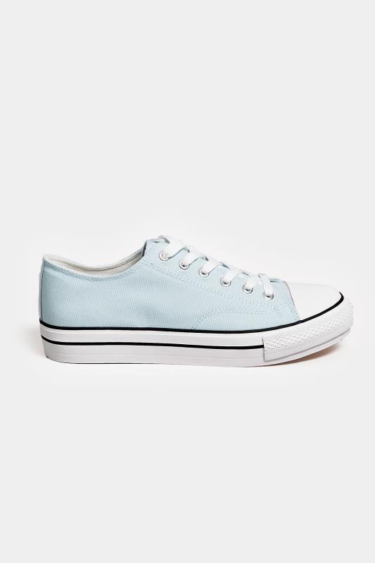 Light Blue Canvas Platform Sole Low Trainers In Wide E Fit | Yours Clothing  3