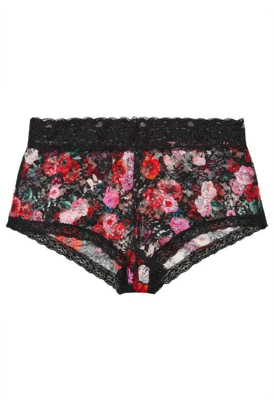 YOURS 3 PACK Plus Size Black Floral Print Lace Full Briefs | Yours Clothing 5