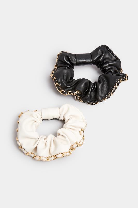 White 2 PACK Chain Scrunchie Set | Yours Clothing  3