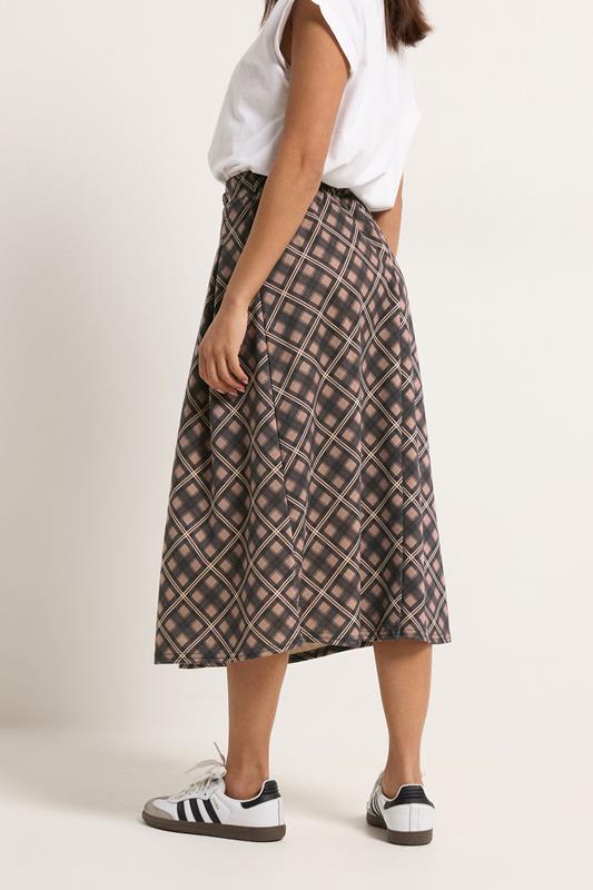 PixieGirl Petite Women's Brown Check Midi Skirt | PixieGirl 2