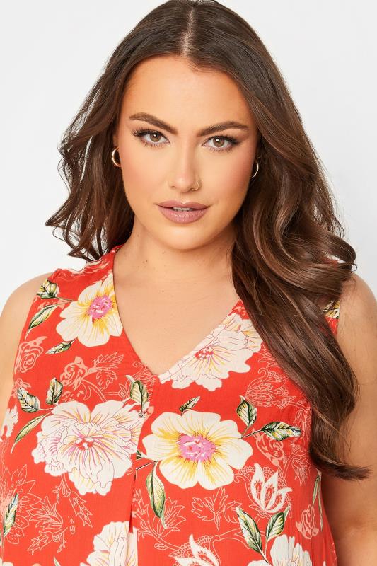 Plus Size Red Floral Swing Vest Top | Yours Clothing 4