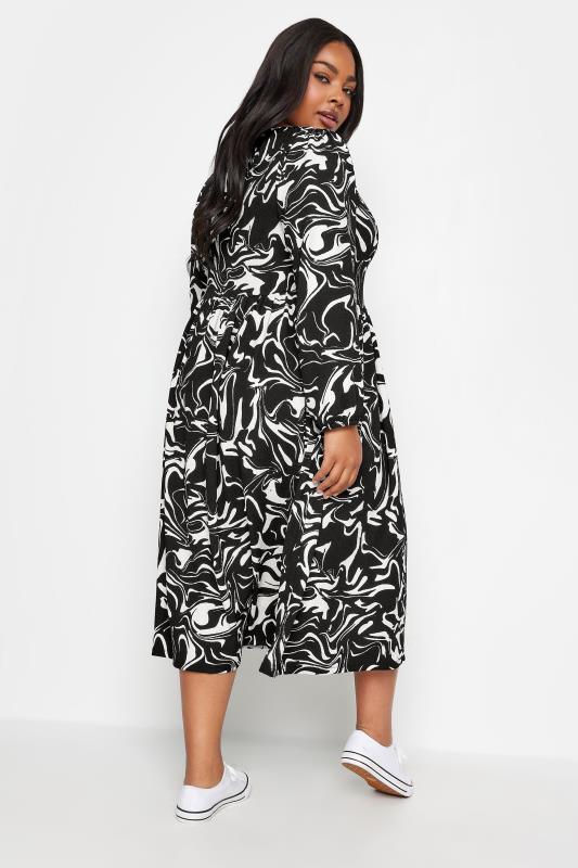 YOURS Plus Size Black Abstract Print Midaxi Dress | Yours Clothing 3
