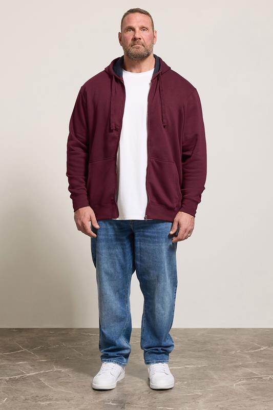 KAM Big & Tall Burgundy Zip Through Hoodie | BadRhino 1